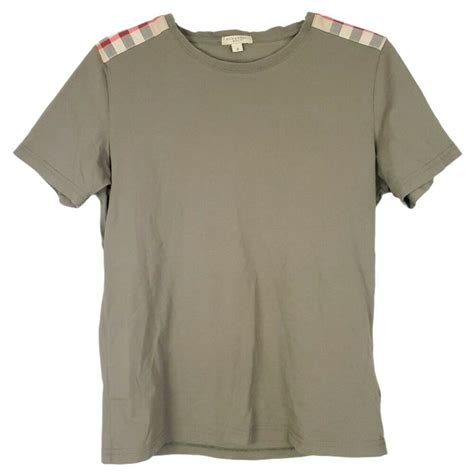 burberry cotton t shirt with check shoulder patches|burberry check shirt men's.